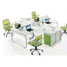Heißes Verkaufsbüro vier Sitze stuff Schreibtischmöbelperle white + papageigrün, Bürotischmöbelentwurf (JO-5003B)